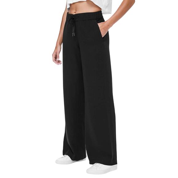 lululemon athletica Pants - Lululemon On The Fly Pant Wide Leg Woven 31" Black Size 8 Trouser Career Comfort